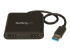 StarTech.com USB 3.0 to Dual HDMI Adapter, 1x 4K 30Hz & 1x 1080p, External Video & Graphics Card, USB Type-A to HDMI Dual Monitor Display Adapter Dongle, Supports Windows Only, Black - Front